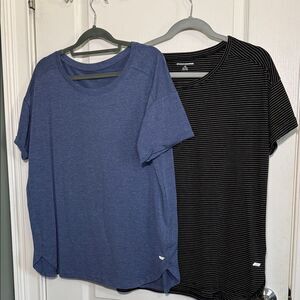 Amazon Essentials Set of heathered Blue and Black and White Striped Tees